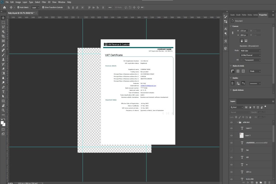 Modèle Word et PDF de certificat de TVA britannique template Modèle Word et PDF de certificat de TVA britannique template